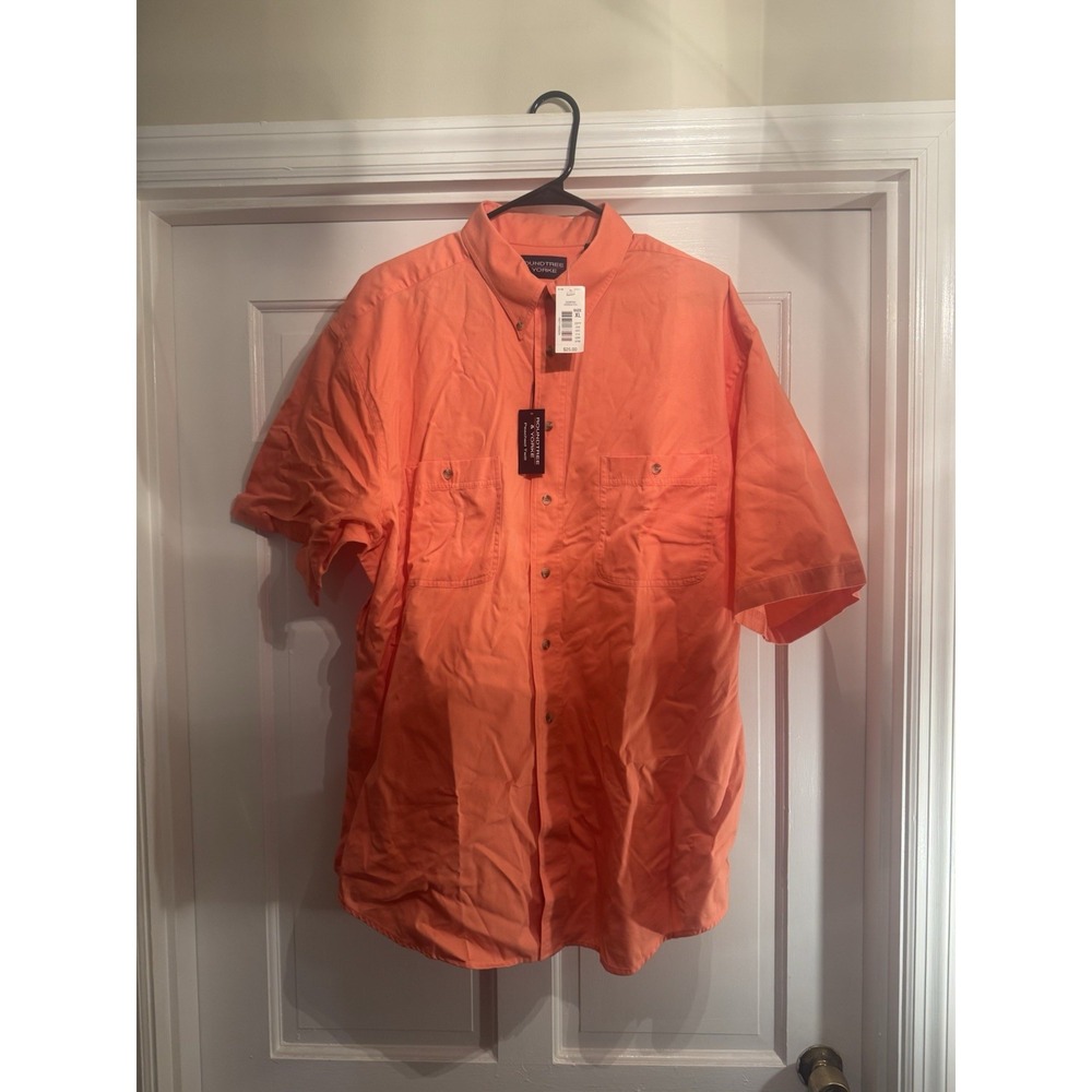 Roundtree & Yorke Salmon Short Sleeve Button Up Shirt Mens XL